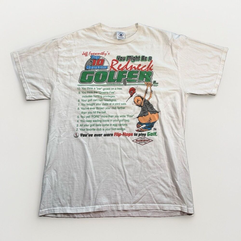 Vintage Jeff Foxworthy Redneck Golfer Graphic Tee‎ Men’s L Delta Pro Weight